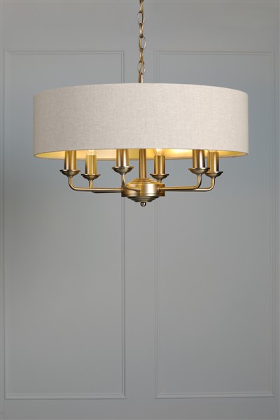 (image for) Laura Ashley Sorrento 6 Light Shadelier Matt Antique Brass With Natural Shade